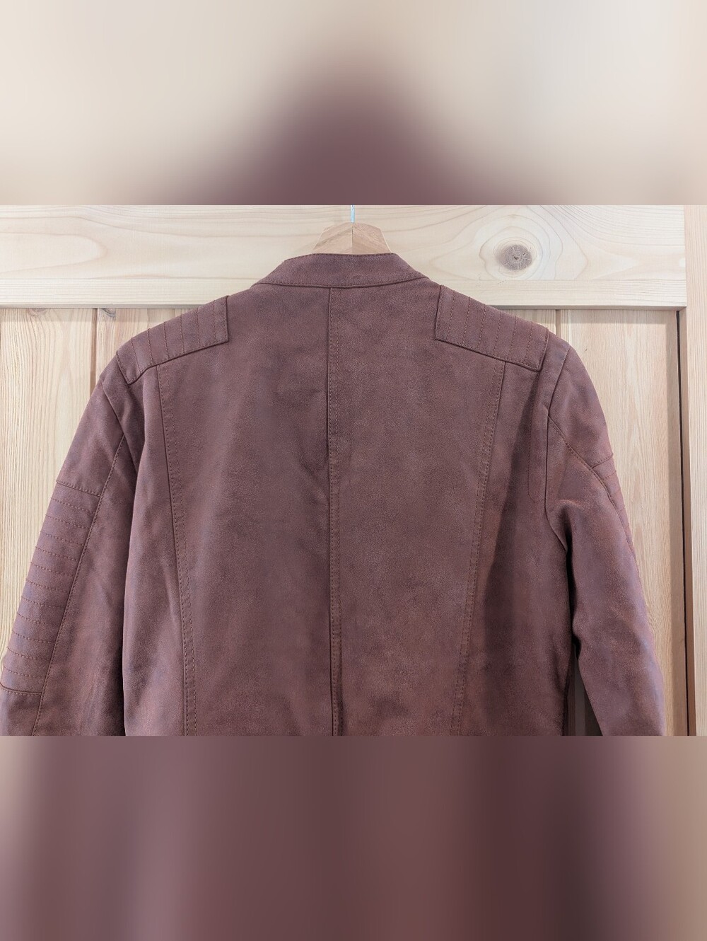 ONLY Brown Faux Suede Moto Jacket Women's - Picture 6 of 9